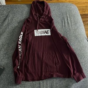 This is an American eagle soft burgundy large hoodie.